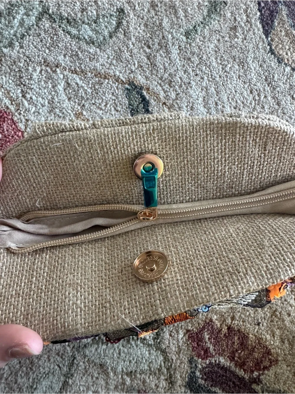 Embellished Floral Sequin Clutch in Orange and Multicolor